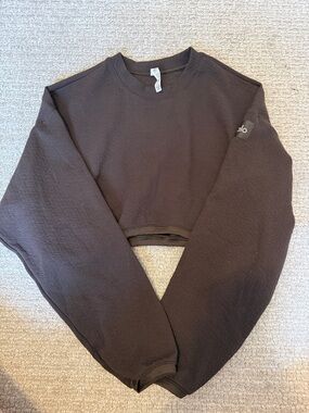 ALO Yoga women’s Dark Brown Cropped Crewneck Sweatshirt